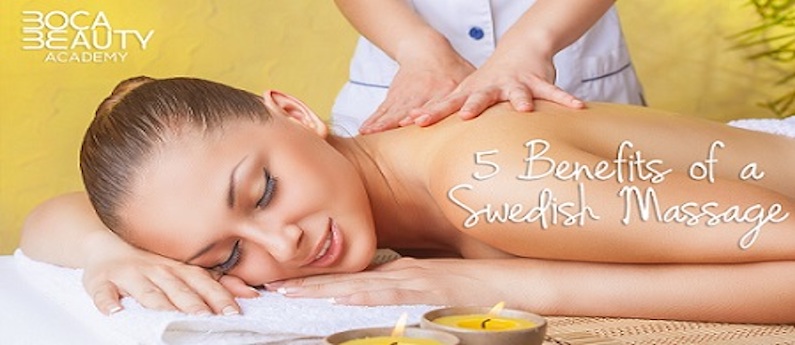 Woman receiving Swedish massage.