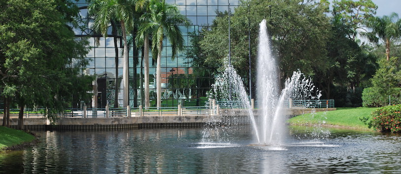 Fountain outside of Boca Beauty Academy.
